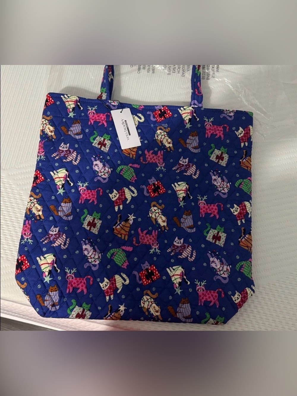 Vera Bradley large north south tote in catnip Christmas